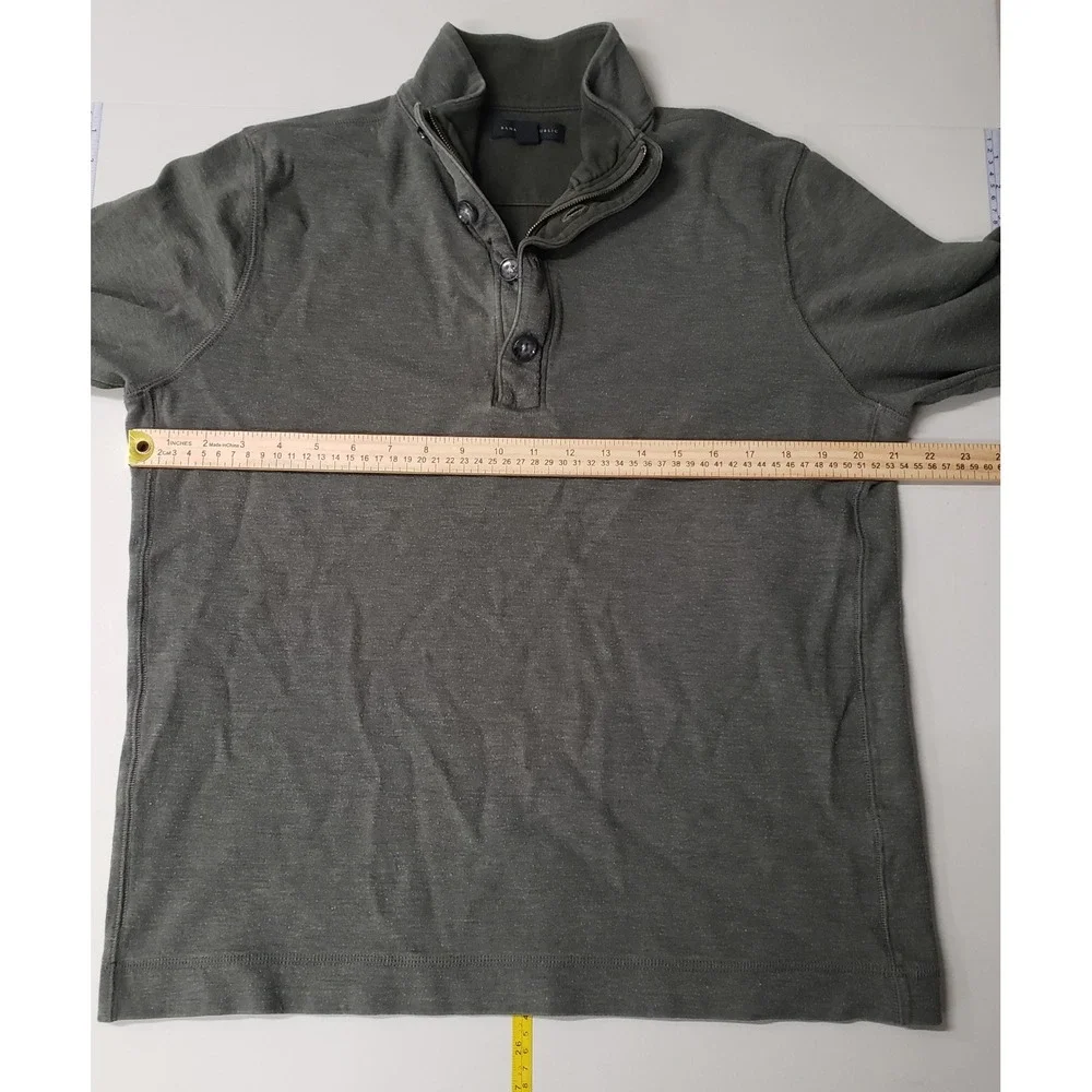 Banana Republic Mens Dark Gray Mock Neck Snap Pullover Sweater‎ Size L Classic